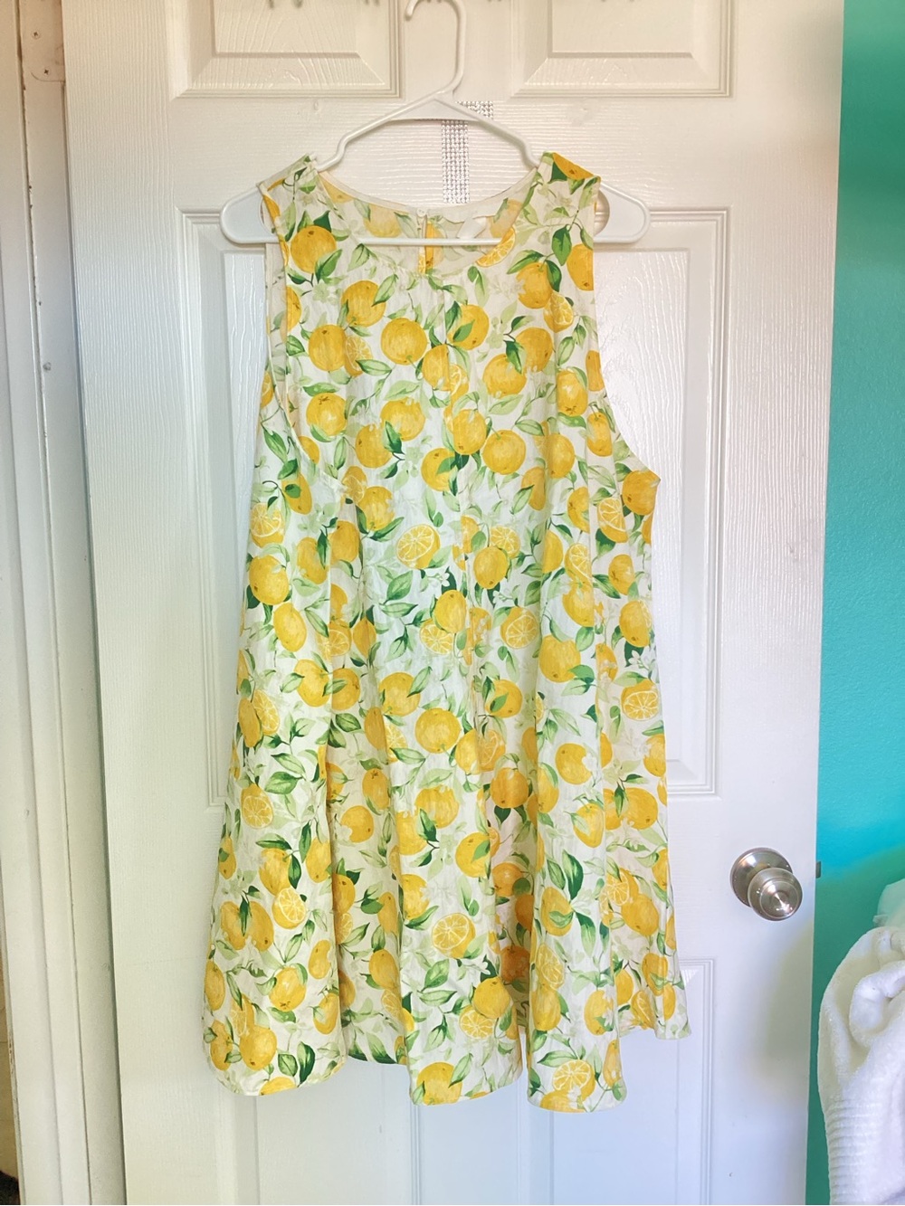 H&M Yellow Lemon Print Sleeveless A-Line Dress